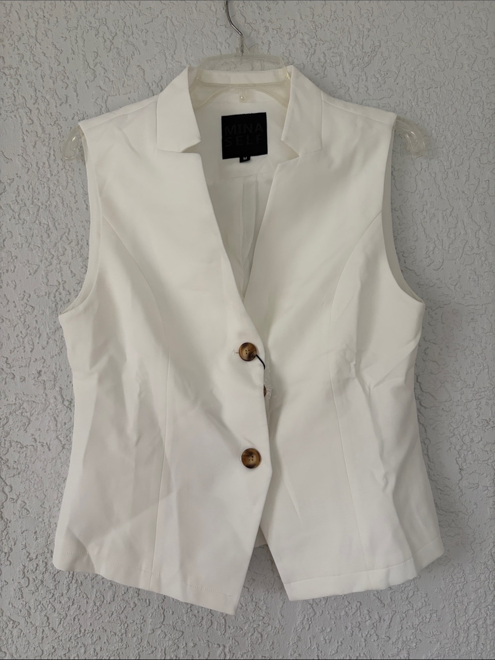 Mina Self white  Sleeveless Tailored Vest size M